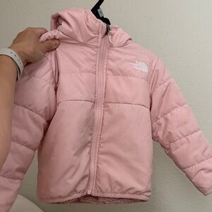 The North Face Light Pink Reversible Puffer Hooded Jacket